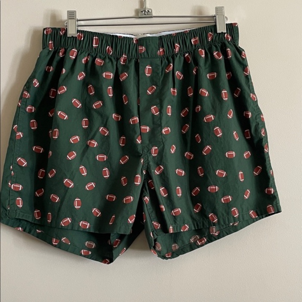 J. Crew Factory Green Football Print Boxers Size M